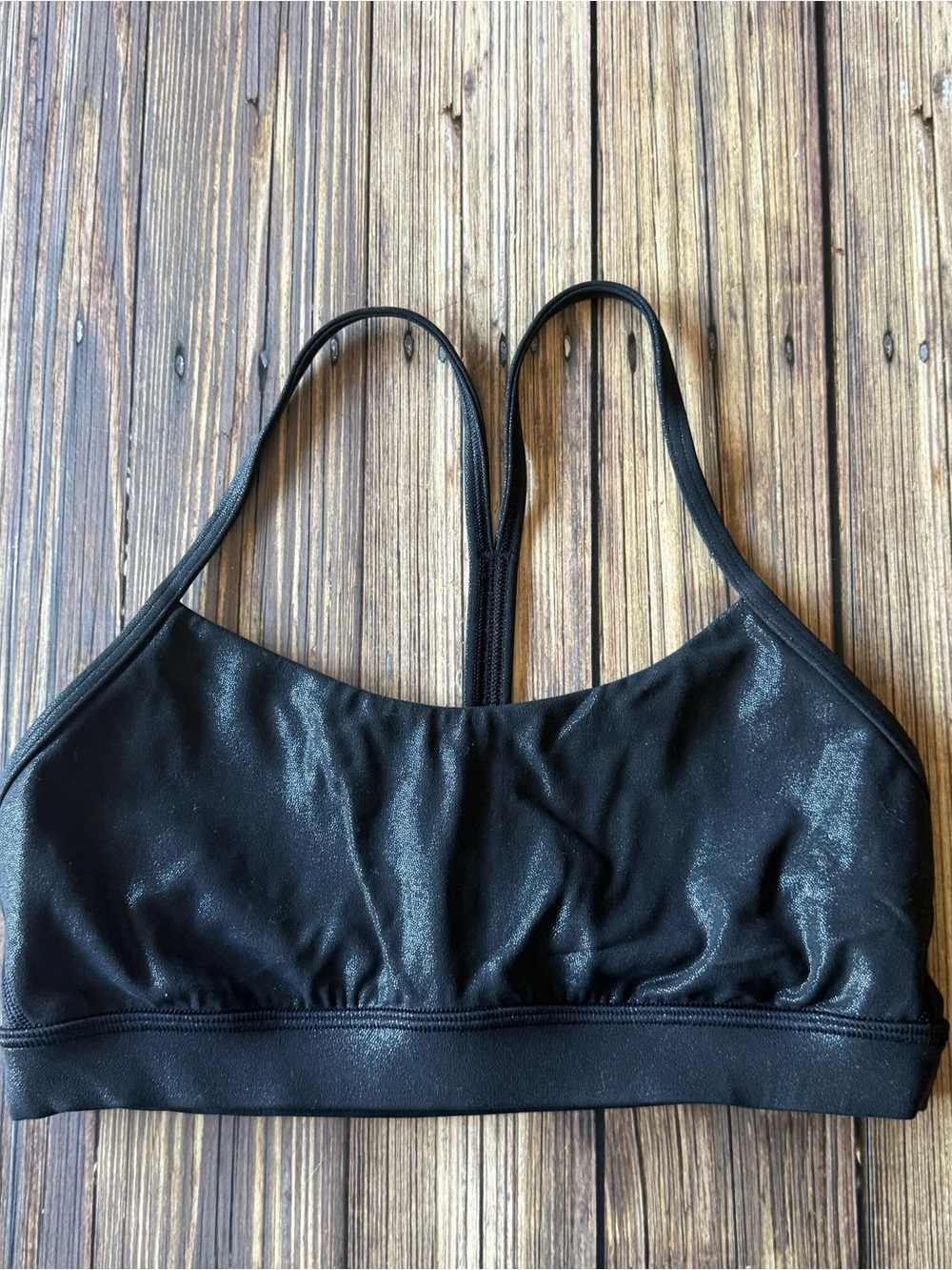 Lululemon Black Flow Y Shine Bra 6